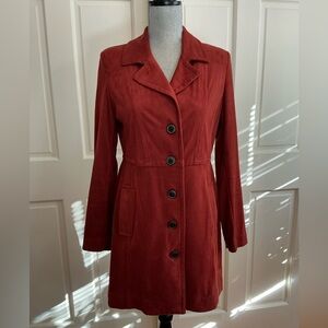 CAbi Rust-Red Single-Breasted Trench Coat